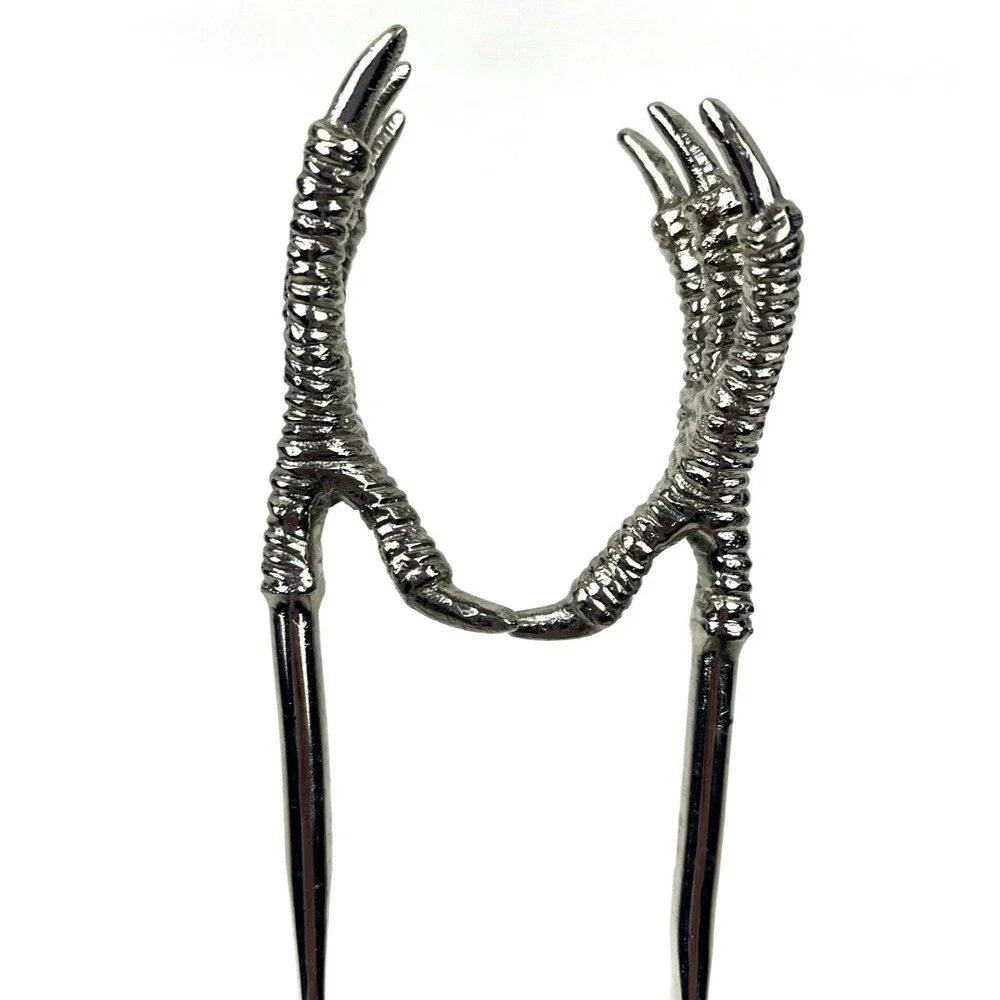 VTG Arthur Court Designs Chicken Claw Ice Tongs Silver Tone Metal Serving Tongs
